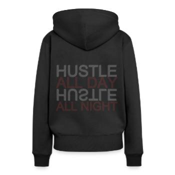 Travail hustle - Sweat à capuche Premium bio Femme - noir - Dos - Julia (174cm)