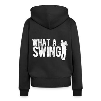 Golfplatz zum Golfen Golf - Frauen Premium Bio Hoodie - Schwarz - Hinten - Julia (174cm)