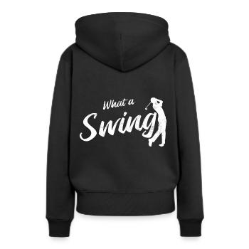 Golfplatz zum Golfen Golf - Frauen Premium Bio Hoodie - Schwarz - Hinten - Julia (174cm)