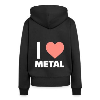 i love Heavy Metal - Frauen Premium Bio Hoodie - Schwarz - Hinten - Julia (174cm)