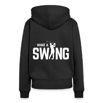 Golfplatz zum Golfen Golf - Frauen Premium Bio Hoodie - Schwarz - Hinten - Julia (174cm)