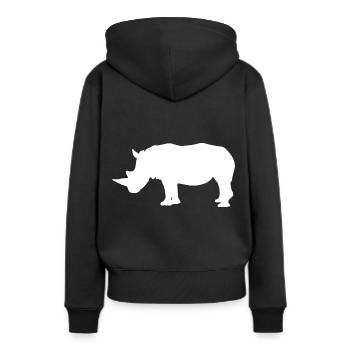 Nashorn - Frauen Premium Bio Hoodie - Schwarz - Hinten - Julia (174cm)