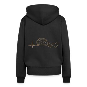 Igel Herzschlag Stachelig Herbst Wald Geschenkidee - Frauen Premium Bio Hoodie - Schwarz - Hinten - Julia (174cm)