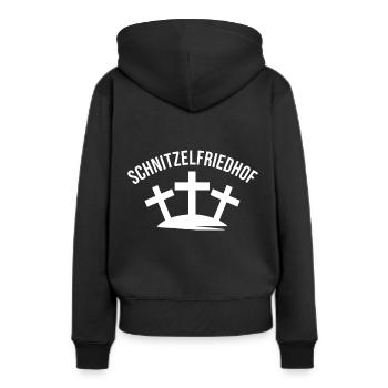 Bauch Schnitzelfriedhof Feinkost Feinkostgewölbe - Frauen Premium Bio Hoodie - Schwarz - Hinten - Julia (174cm)