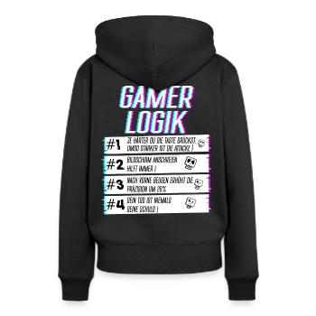 Logique de joueur lors du jeu Joueur de jeu Joueur joueur - Sweat à capuche Premium bio Femme - noir - Dos - Julia (174cm)