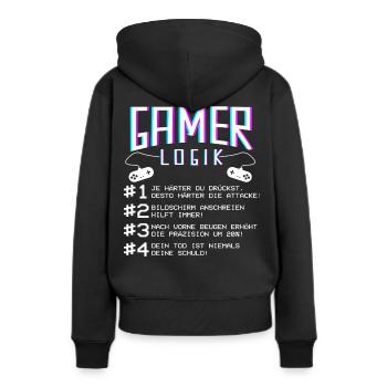 Logique de joueur lors du jeu Joueur de jeu Joueur joueur - Sweat à capuche Premium bio Femme - noir - Dos - Julia (174cm)