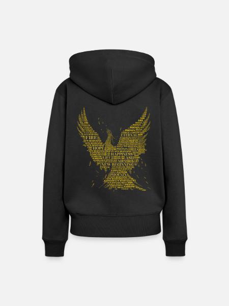PHÖNIX: Word-Art Design! Fabelwesen, Mythologie - Frauen Premium Bio Hoodie - Schwarz
