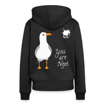 Möwe Möwen Meer Strand Scheiß drauf - Frauen Premium Bio Hoodie - Schwarz - Hinten - Julia (174cm)