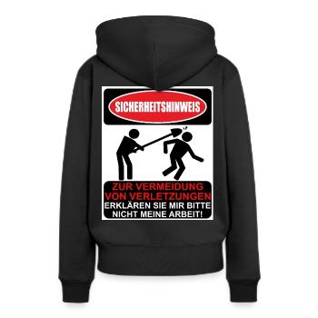 Sicherheitshinweis Zur Vermeidung von Verletzungen - Frauen Premium Bio Hoodie - Schwarz - Hinten - Julia (174cm)