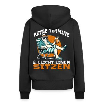 Keine Termine und leicht einen sitzen - Frauen Premium Bio Hoodie - Schwarz - Hinten - Julia (174cm)