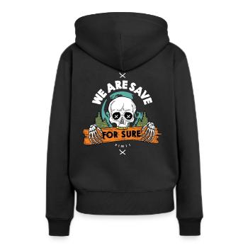 Nous sommes sauvés - Sweat à capuche Premium bio Femme - noir - Dos - Julia (174cm)