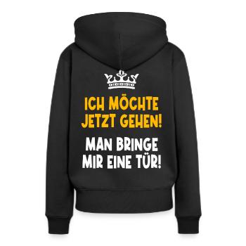Tür - Frauen Premium Bio Hoodie - Schwarz - Hinten - Julia (174cm)