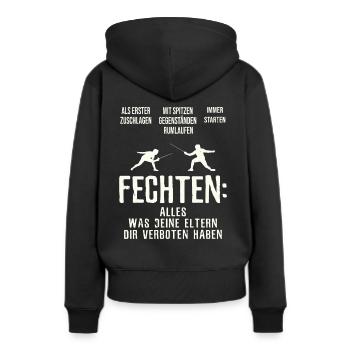 Fechten Fechten - Frauen Premium Bio Hoodie - Schwarz - Hinten - Julia (174cm)