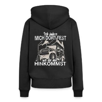 Geländewagen - Frauen Premium Bio Hoodie - Schwarz - Hinten - Julia (174cm)