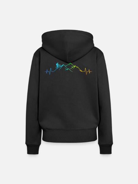 Mountainbiker - Berg - Colorful - MTB - Heartbeat - Ekologisk premiumluvtröja dam - svart