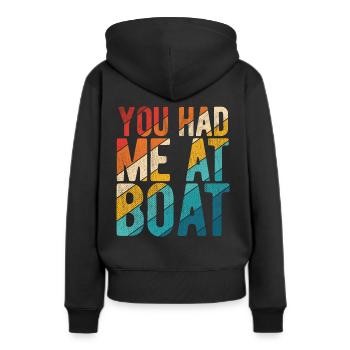 Segelboot Kapitän Spruch Zum Segeln - Frauen Premium Bio Hoodie - Schwarz - Hinten - Julia (174cm)