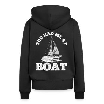 Segelboot Kapitän Spruch Zum Segeln - Frauen Premium Bio Hoodie - Schwarz - Hinten - Julia (174cm)