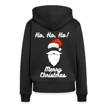 Klassisch - Hohoho - Frohe Weihnachten - Frauen Premium Bio Hoodie - Schwarz - Hinten - Julia (174cm)