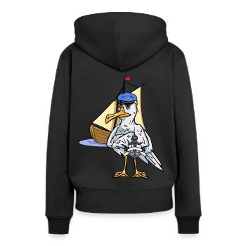 Seefahrer Seemann Schifffahrt maritim Kapitän Ahoi - Frauen Premium Bio Hoodie - Schwarz - Hinten - Julia (174cm)