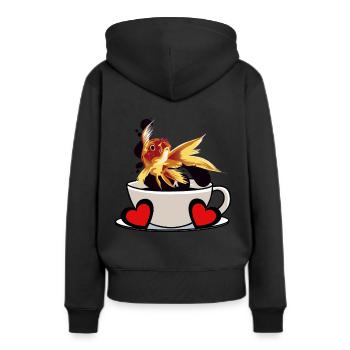 Pause-café Poisson Caféine Rafraîchissement Fantaisie - Sweat à capuche Premium bio Femme - noir - Dos - Julia (174cm)