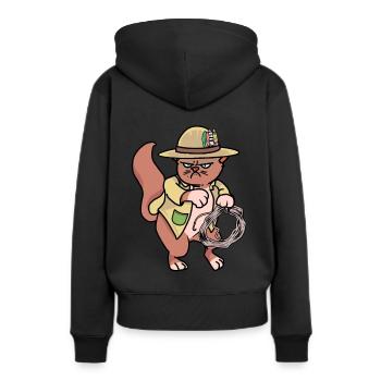 Chat Wild West Cowboy Ranch Lasso Hippie - Sweat à capuche Premium bio Femme - noir - Dos - Julia (174cm)