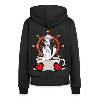 Gouvernail Maritime Barreur Marin Marin Moin - Sweat à capuche Premium bio Femme - noir - Dos - Julia (174cm)