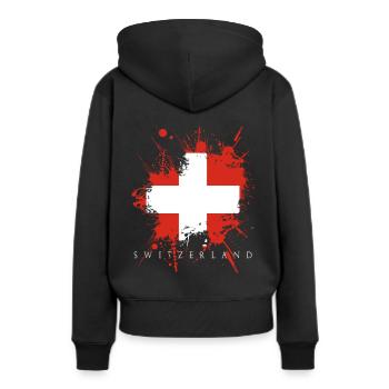 Suisse drapeau suisse drapeau pays Europe Berne - Sweat à capuche Premium bio Femme - noir - Dos - Julia (174cm)