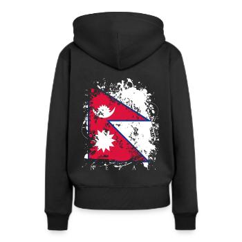 Nepal Kathmandu Flagge Staat Asien Land - Frauen Premium Bio Hoodie - Schwarz - Hinten - Julia (174cm)
