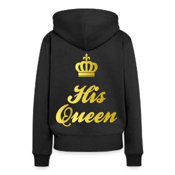 His Queen Krone - Or - Sweat à capuche Premium bio Femme - noir - Dos - Julia (174cm)