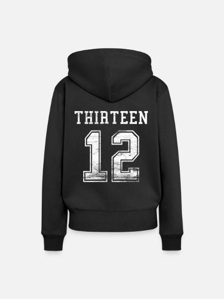 Football 12 Dreizehn - Frauen Premium Bio Hoodie - Schwarz