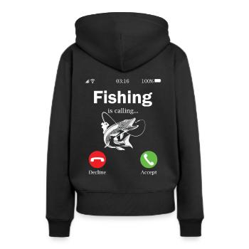 Pêche appelle à pêche appel pêche papa pêcher - Sweat à capuche Premium bio Femme - noir - Dos - Julia (174cm)