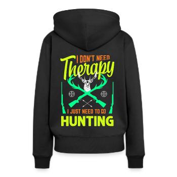 Chasse thérapie chasse chasseur chien de chasse permis de chasse - Sweat à capuche Premium bio Femme - noir - Dos - Julia (174cm)