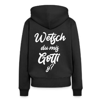 Wetsch du mis Gotti fragen Patentante fragen - Frauen Premium Bio Hoodie - Schwarz - Hinten - Julia (174cm)