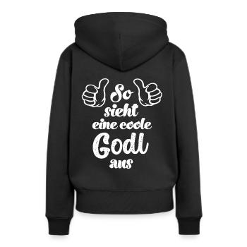 So sieht eine coole Godl aus Beste Godl Taufpatin - Frauen Premium Bio Hoodie - Schwarz - Hinten - Julia (174cm)