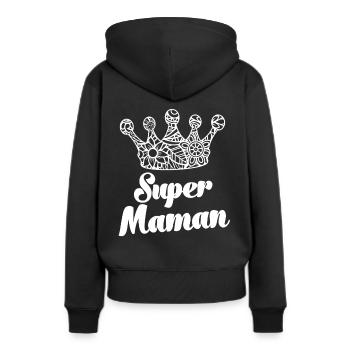 Super Mama Frankreich Mama Schweiz - Frauen Premium Bio Hoodie - Schwarz - Hinten - Julia (174cm)