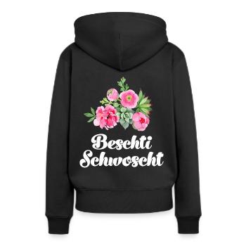Beschti Schwoscht Schweiz Schwester Schweizerin - Frauen Premium Bio Hoodie - Schwarz - Hinten - Julia (174cm)