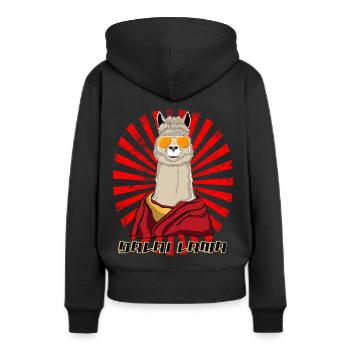 Llama - Dalaï Lama drôle rétro Vintage Alpaca - Sweat à capuche Premium bio Femme - noir - Dos - Julia (174cm)