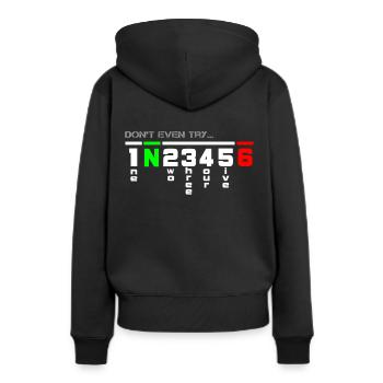 Motorrad Gangschaltung Superbike - Frauen Premium Bio Hoodie - Schwarz - Hinten - Julia (174cm)