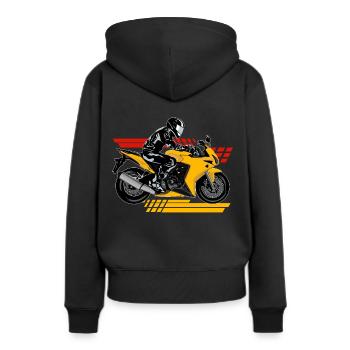 Motorrad Bike - Frauen Premium Bio Hoodie - Schwarz - Hinten - Julia (174cm)