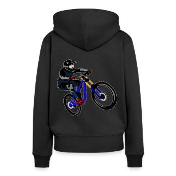 Downhill MTB Mountain Bike - Frauen Premium Bio Hoodie - Schwarz - Hinten - Julia (174cm)
