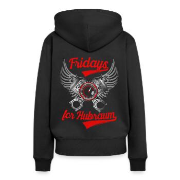 Fridays for Hubraum Freiheit Parodie Auto Spruch - Frauen Premium Bio Hoodie - Schwarz - Hinten - Julia (174cm)