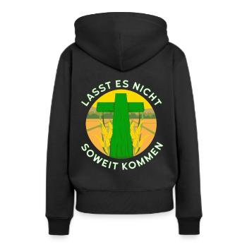 Grünes Kreuz Initiative Stiller Protest Landwirte - Frauen Premium Bio Hoodie - Schwarz - Hinten - Julia (174cm)