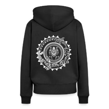 Maori Tattoo Schildkröte Delfin Wal - Frauen Premium Bio Hoodie - Schwarz - Hinten - Julia (174cm)