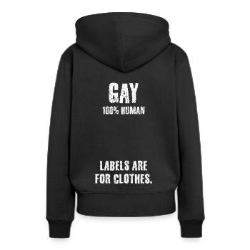 Gay, gay, lesbienne, gay, tolérance, csd - Sweat à capuche Premium bio Femme - noir - Dos - Julia (174cm)