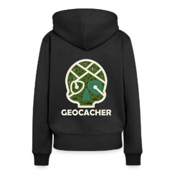 Géocaching géocaching - Sweat à capuche Premium bio Femme - noir - Dos - Julia (174cm)