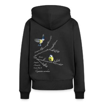 Blaumeisen und Weidenkätzchen - Frauen Premium Bio Hoodie - Schwarz - Hinten - Julia (174cm)