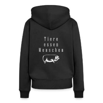 Tiere Essen Menschen | Geschenk Ethik Vegan - Frauen Premium Bio Hoodie - Schwarz - Hinten - Julia (174cm)