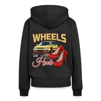 Gender Reveal Party Enceinte Wheels Or talons - Sweat à capuche Premium bio Femme - noir - Dos - Julia (174cm)