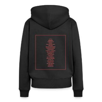 Berliner Bezirke | streetwear | irreversible - Frauen Premium Bio Hoodie - Schwarz - Hinten - Julia (174cm)