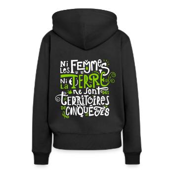 Ni les Femmes ni la Terre - Sweat à capuche Premium bio Femme - noir - Dos - Julia (174cm)